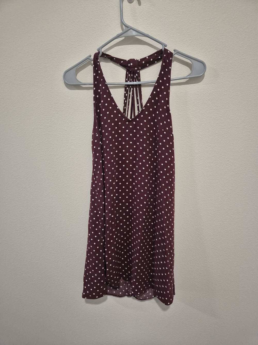 American Eagle Outfitters Burgundy Polka Dot Strappy Back Tank